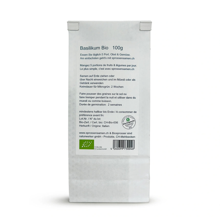 graines germées de basilic vert biologique