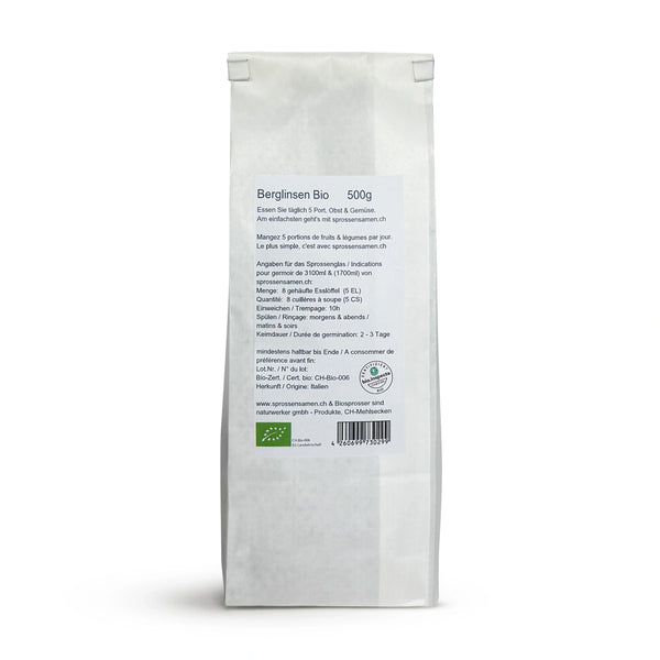 Graines germées de lentilles de montagne biologiques 500 g