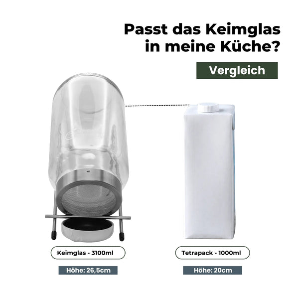 Keimglas Biosprosser 3100ml aus Glas mit Ständer