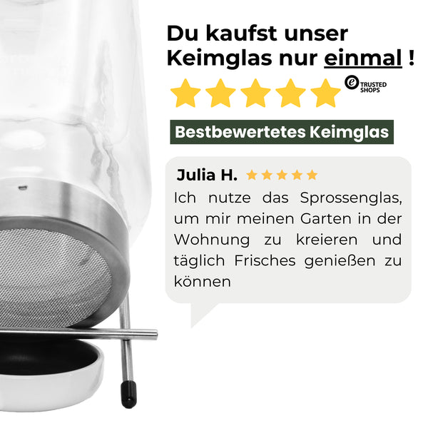 Keimglas Biosprosser 1700ml aus Glas mit Ständer