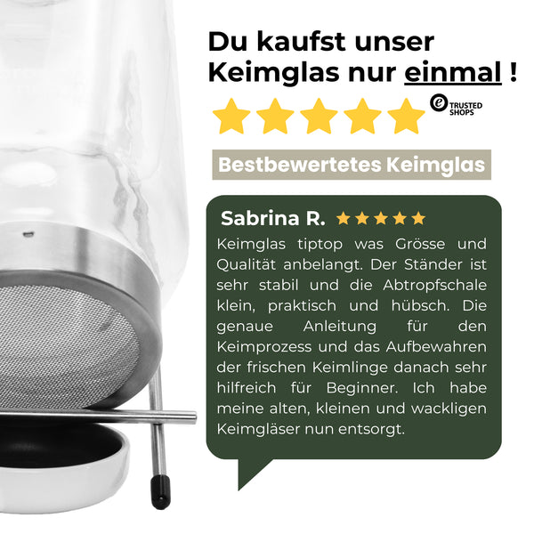 Keimglas Biosprosser 1700ml aus Glas mit Ständer