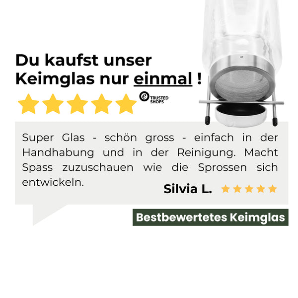 Keimglas Biosprosser 1700ml aus Glas mit Ständer