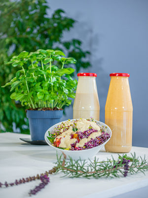 Vegane Französische Salatsaucen mit Senf Sprossen