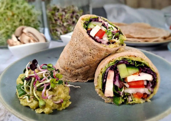 Wraps aus gekeimtem Buchweizen Sprossen