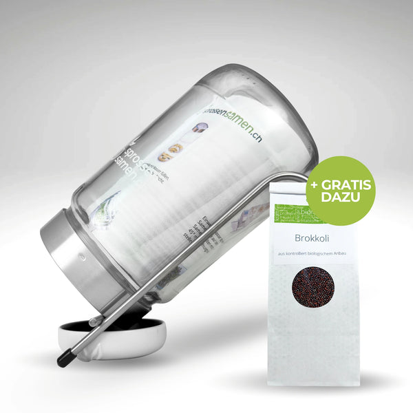 Bocal de germination Biosprosser 1700 ml en verre avec support